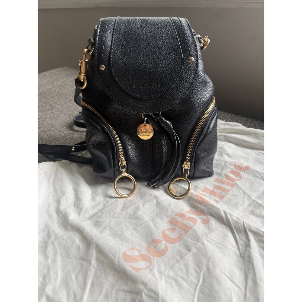 See By Chloe Olga Black Leather Mini Backpack W/ Dustbag Goth Emo - Picture 4 of 12